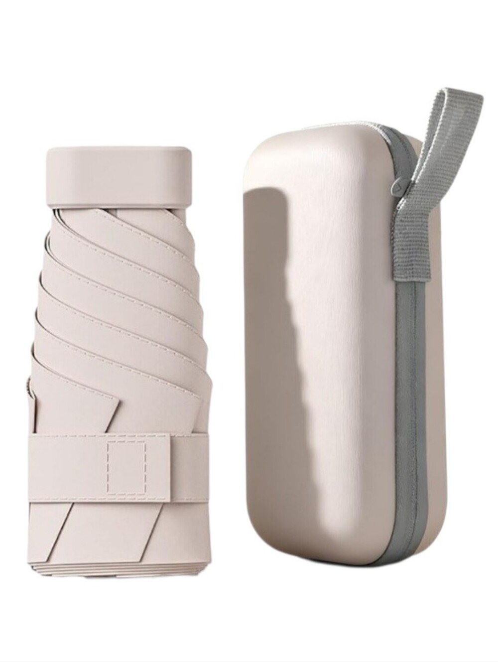 Compact Beige/Tan 6 Inch Travel Umbrella - Folding Pocket Umbrella UPf50 NWT